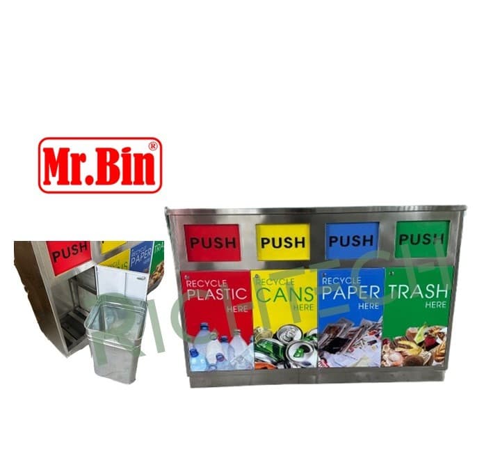 4 Slotted Stainless Steel Recycle Bin